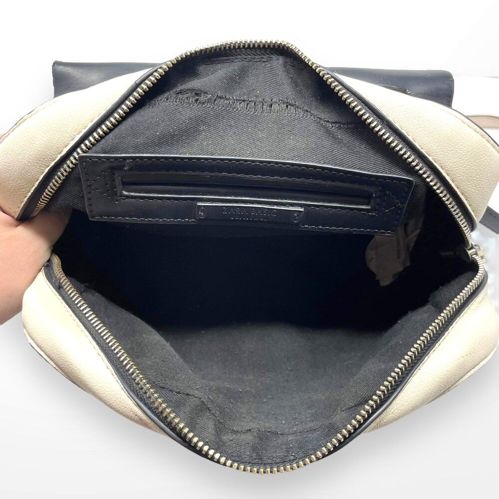 ZARA Red Black White Leather Colorblock Crossbody Handbag - Picture 4 of 14